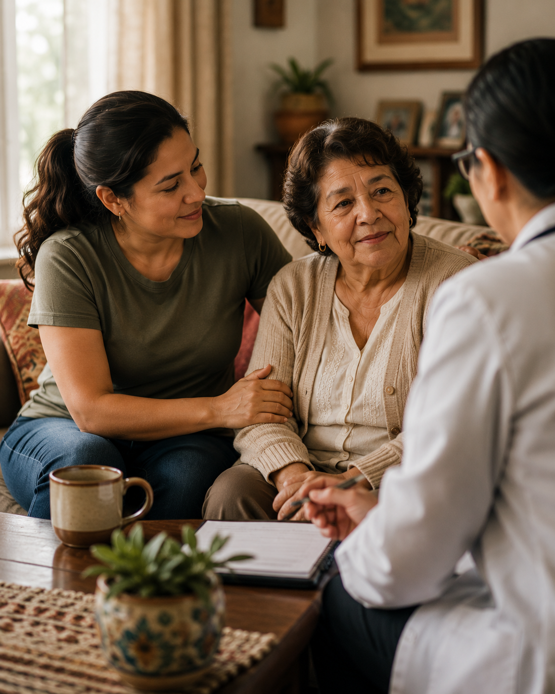 Family speaking with a healthcare advocate